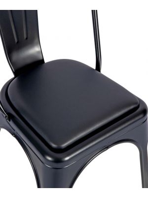 Paris Side Chair Seat Board Upholstered Black